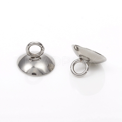 201 Stainless Steel Bead Cap Pendant Bails STAS-G224-24P-01-1