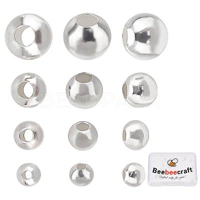 40Pcs 4 Style 925 Sterling Silver Beads STER-BBC0001-10-1