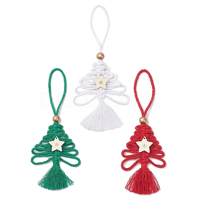 3Pcs Cotton Christmas Trees Pendant Decoration HJEW-JM03830-1
