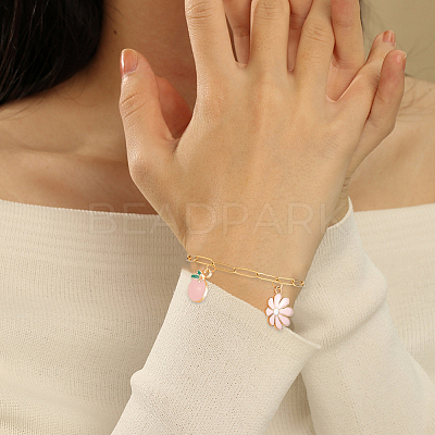 10Pcs 2 Colors 304 Stainless Steel Paperclip Chain Bracelets BJEW-BBC0001-21-1