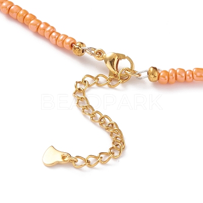 Round Glass Seed Beaded Necklaces NJEW-JN03207-1