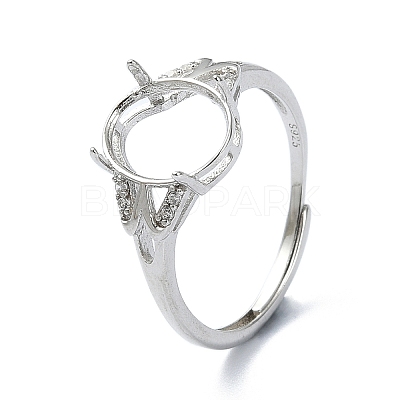 Adjustable 925 Sterling Silver 4 Prongs Ring Settings STER-K179-31P-1
