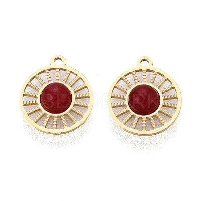 Natural Carnelian(Dyed & Heated) Flat Round Charms STAS-N123-03G-01-1