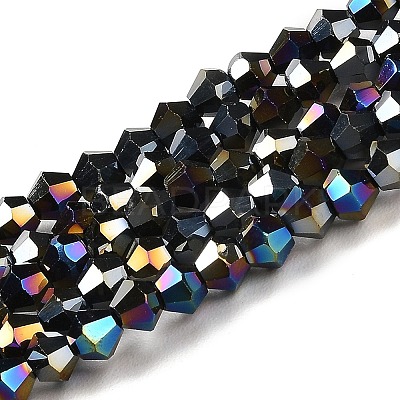 Opaque Solid Color Electroplate Glass Beads Strands EGLA-A039-P4mm-B17-1
