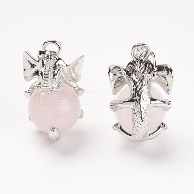 Natural Rose Quartz Pendants G-G713-D09-1