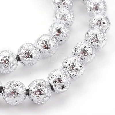 Electroplated Natural Lava Rock Bead Strands X-G-E511-01G-6mm-1