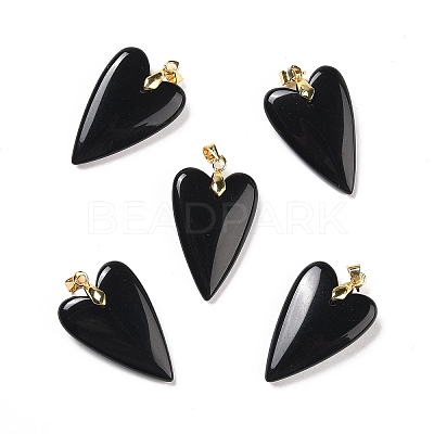 Natural Obsidian Pendants X-G-E570-01G-10-1