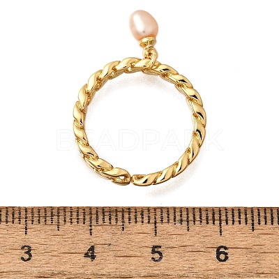 Brass Curb Chain Cuff Rings for Women RJEW-Z085-05G-1