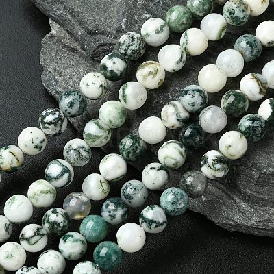 Natural Tree Agate Beads Strands X-G-K194-8mm-02-1