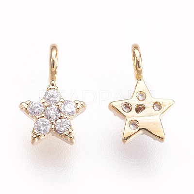 Brass Micro Pave Cubic Zirconia Charms X-KK-P157-07G-NF-1