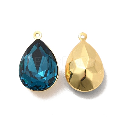 Real 18K Gold Plated Brass with Glass Pendants KK-177-22G-01-1