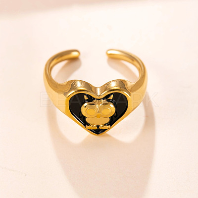 304 Stainless Steel Enamel Cuff Open Rings WG26B7E-01-1