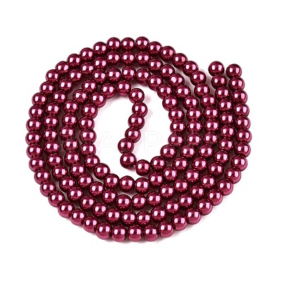 Baking Paint Pearlized Glass Pearl Round Bead Strands HY-Q330-8mm-14-1
