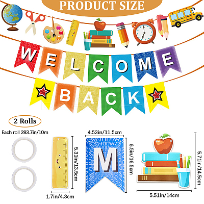 2 Sets 2 Styles Welcome Come Back & School Supplies Paper Banners DIY-CP0009-68-1