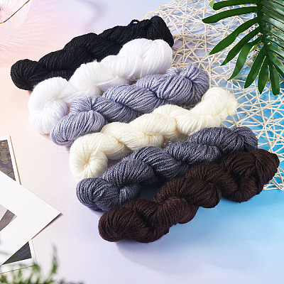 6 Bundles 6 Colors Acrylic Fiber Yarn OCOR-TA0003-17-1