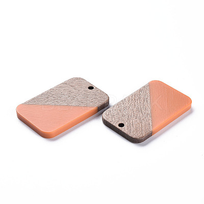 Opaque Resin & Walnut Wood Pendants RESI-T035-38-1