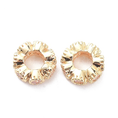 Brass Micro Pave Clear Cubic Zirconia Spacer Beads ZIRC-K086-32A-LG-1