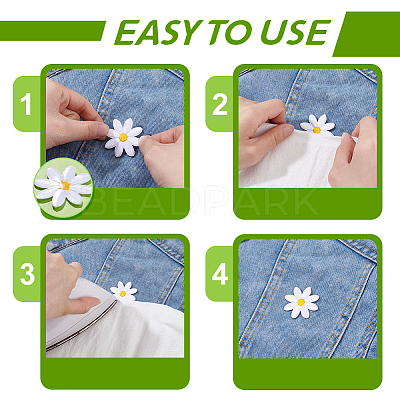 60Pcs 4 Styles Daisy Polyester Embroidery Cloth Iron On/Sew On Patches DIY-GA0008-79-1