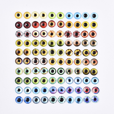 Flat Back Glass Cabochons GGLA-R023-12mm-01-1