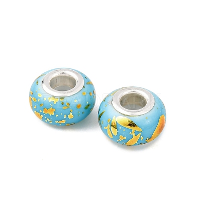 Opaque Resin Rondelle European Beads RESI-Z046-01B-1