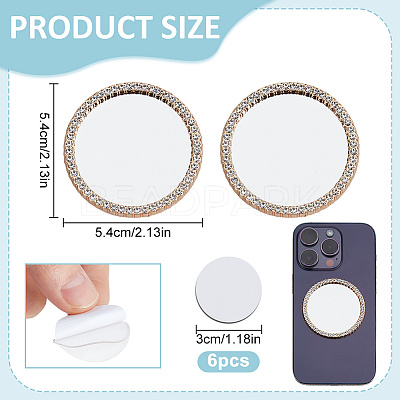 2Pcs Alloy Rhinestones & Glass Makeup Mirror AJEW-DR0001-88E-G-1