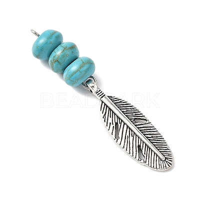 2Pcs 2 Colors Dyed Synthetic Turquoise Rondelle Beaded Pendants PALLOY-JF04682-1