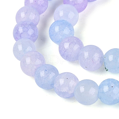 Ombre Effect Dyed Crackle Glass Beads Strands GLAA-Q106-01A-B24-1