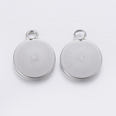 Tarnish Resistant 201 Stainless Steel Pendant Cabochon Settings STAS-P198-17-8mm-1