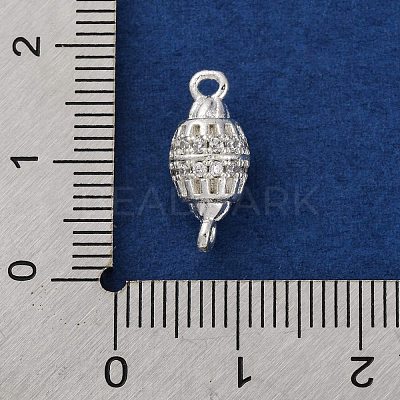 Brass Micro Pave Clear Cubic Zirconia Hollow Oval Connector Charms KK-A230-05A-S-1