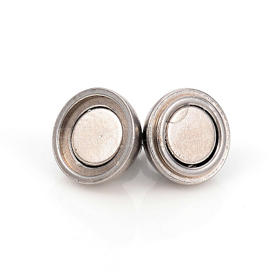 Tarnish Resistant 201 Stainless Steel Magnetic Clasps with Loops STAS-L244-10B-P-1