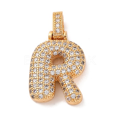 Brass Micro Pave Cubic Zirconia Pendants KK-C076-29R-G01-1