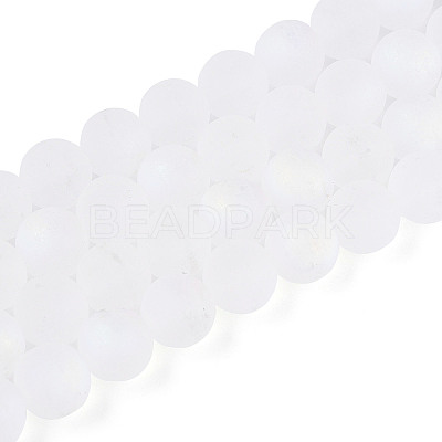Frosted Transparent Glass Beads Strands GLAA-T032-T10mm-MBB13-1