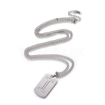 Non-Tarnish 304 Stainless Steel Split Initial Pendant Necklaces NJEW-L152-03I-1