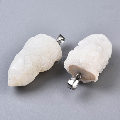 Rough Raw Electroplate Natural Druzy Agate Pendants G-S359-274E-1