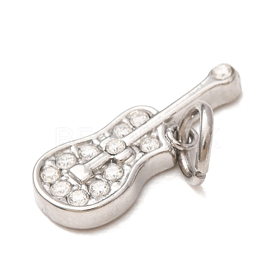 304 Stainless Steel Micro Pave Clear Cubic Zirconia Charms LS-CU-CBAB6EC-21P-1