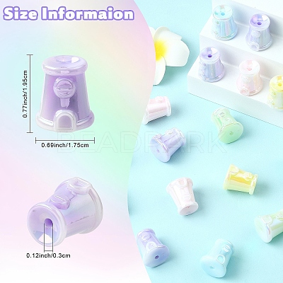 10Pcs UV Plating Acrylic Beads MACR-YW0004-57-1
