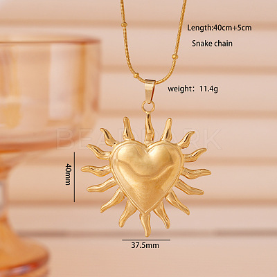 304 Stainless Steel Sun Pendant Necklaces for Women WG60B9D-04-1