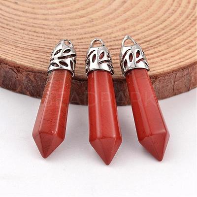 Bullet Natural Red Jasper Pointed Pendants G-E332-C06-1