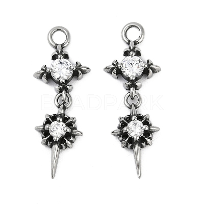 316 Surgical Stainless Steel Micro Pave Cubic Zirconia Pendants STAS-G349-03AS-02-1
