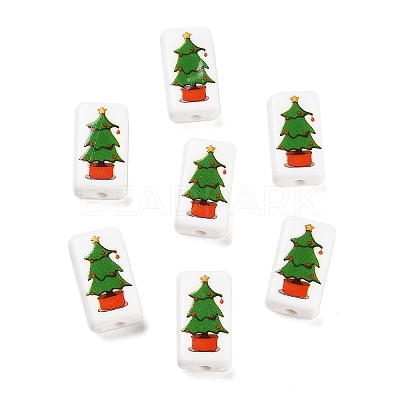 Christmas Theme Printed Opaque Acrylic Beads OACR-R004-01N-1
