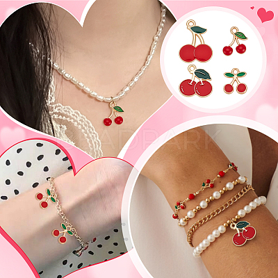72Pcs 4 Styles Cherry Alloy Enamel Charms ENAM-UN0001-35-1