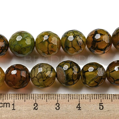 Faceted Natural Dragon Veins Agate Beads Strands G-F447-12mm-L05-1