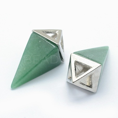 Natural Green Aventurine Pendants KK-E757-D-03P-1