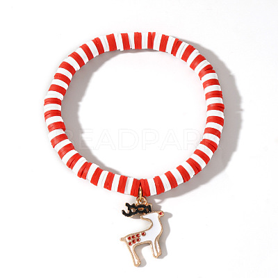 Elegant Christmas Handmade Polymer Clay Heishi Beaded Stretch Bracelets MV9996-1-1