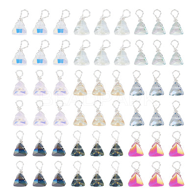 90Pcs 9 Styles Glass Triangle Pendants PALLOY-TAC0258-1