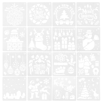 16 Sheets 16 Style PET Drawing Stencil DIY-SZ0003-80-1