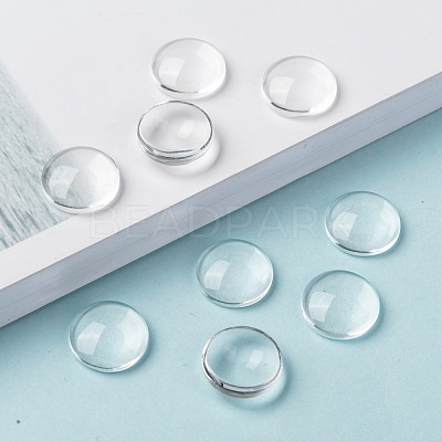 Transparent Glass Cabochons X-GGLA-R026-14mm-1