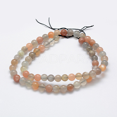 Natural Multi-Moonstone Beads Strands G-P322-43-6mm-1