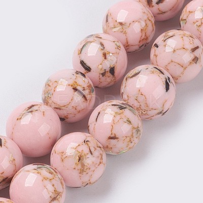 Sea Shell and Synthetic Turquoise Assembled Beads Strands G-G758-09-6mm-1