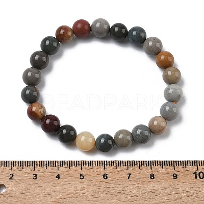 Natural Alashan Agate Round Beads Stretch Bracelets for Women BJEW-Z158-03M-03-1